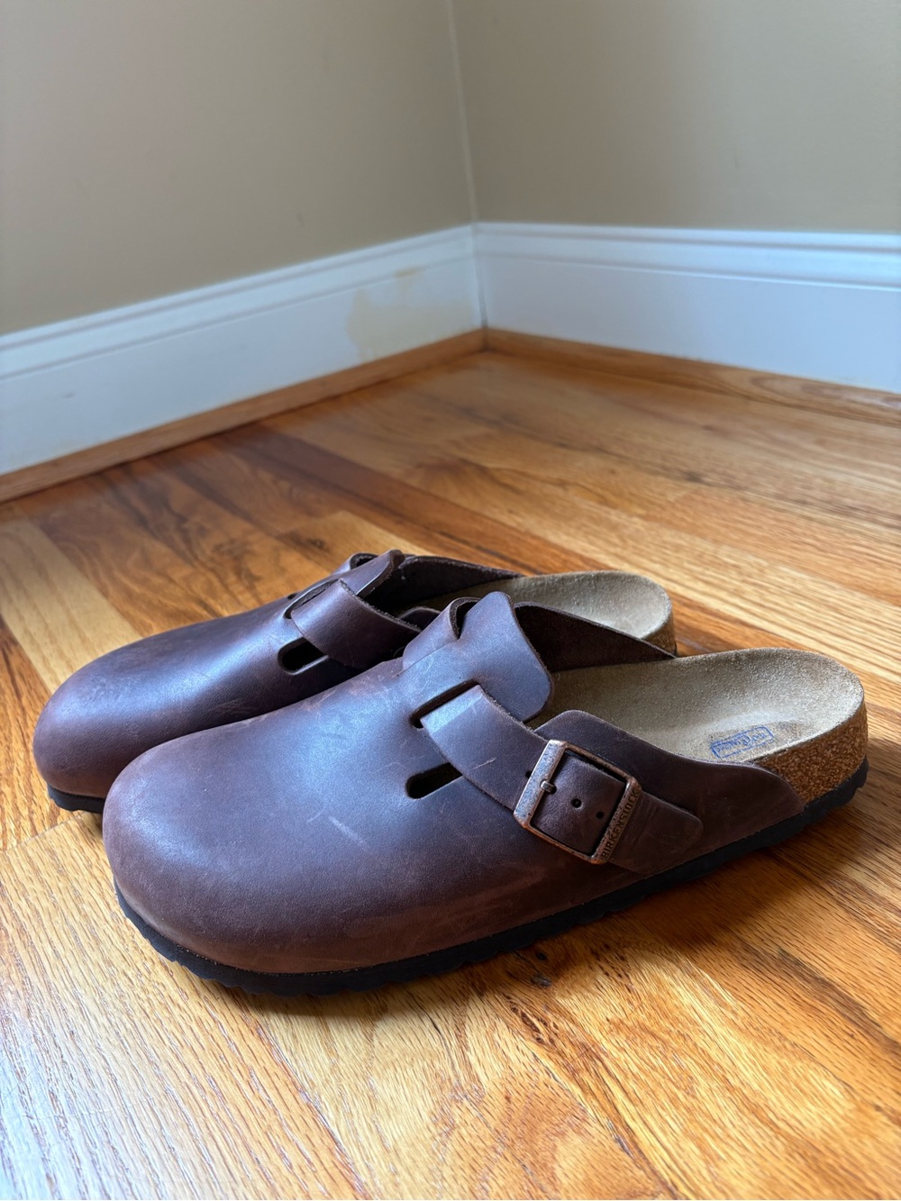 Birkenstock Boston Soft Footbed Habana Brown Oiled Leather Clog Shoes - Picture 4 of 9
